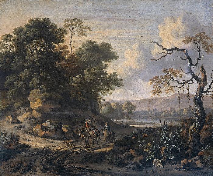 Landscape with donkey rider., Jan Wijnants